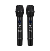 Pyle Uhf 2-Channel Wireless Microphone System with Bluetooth Receiver, Portable Mixer, Handheld Mics, Black