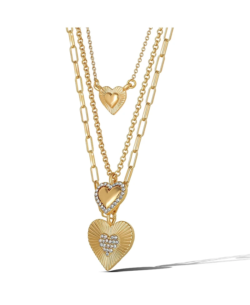 Jessica Simpson Triple Layered Gold-Tone Heart Pendant Necklace
