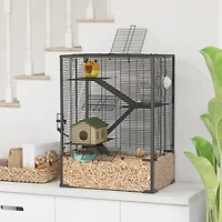 PawHut Hamster Cage, 4 Tiers Hamster k with Deep Glass Bottom, 24"L