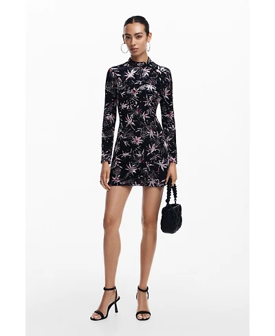 Desigual Women's Kimono neck leaf dress