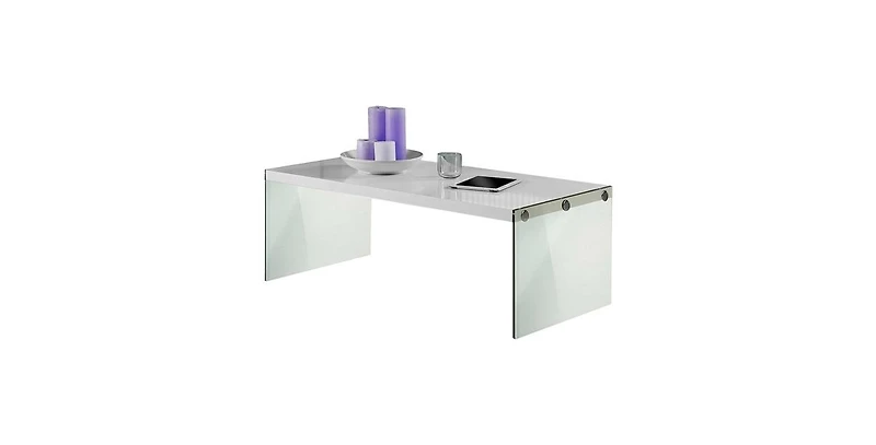 Slickblue Modern Rectangular Coffee Table with Tempered Glass Legs