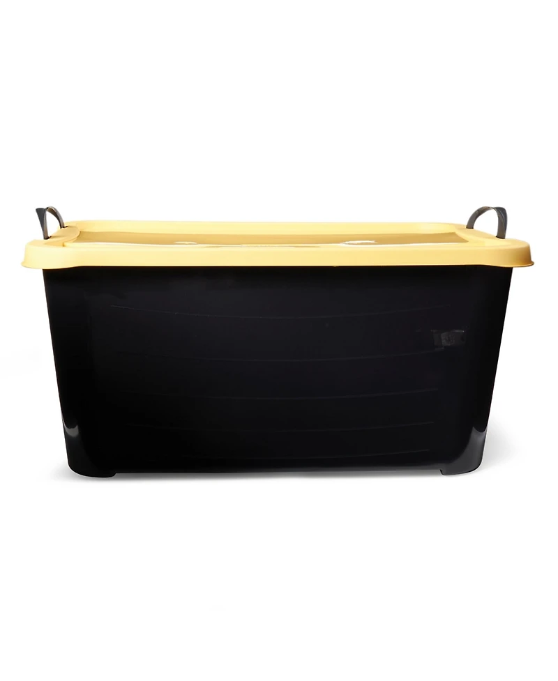 Life Story 55 Quart Plastic Stackable Storage Unit Bin, Black & Yellow (6 Pack)