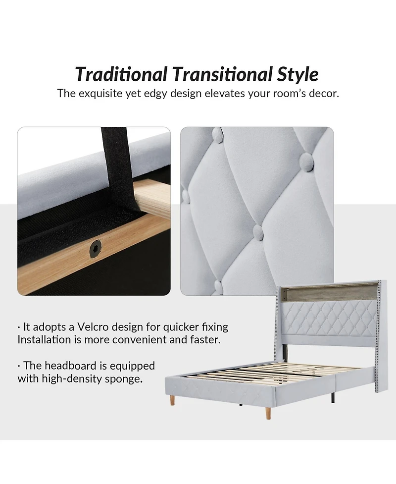 Hulala Home Dimas Modern 81.5" Bed with Storage Compartments