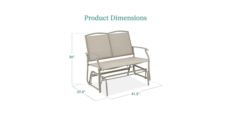Slickblue 2 Seat Mesh Patio Loveseat Swing Glider Rocker with Armrests
