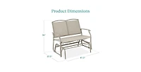 Slickblue 2 Seat Mesh Patio Loveseat Swing Glider Rocker with Armrests