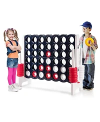 Gymax Giant 4 in A Row Jumbo 4-to-Score Game Set Kids Adults w/ 42 Jumbo Rings