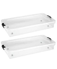 Homz 60 Quart Underbed Storage Container Bins with Latching Lid, Clear (2 Pack)