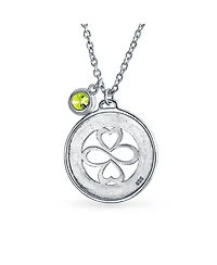 Bling Jewelry Ayllu Heart Infinity Clover Love Luck Unity Round Disc Pendant Necklace Sterling Silver