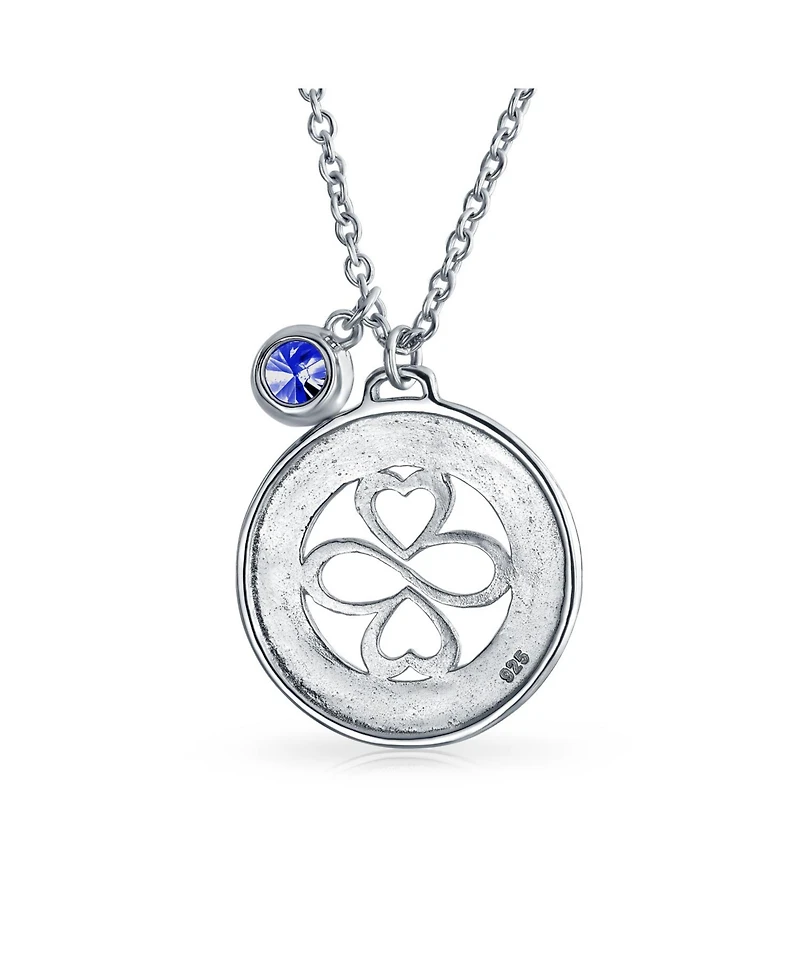 Bling Jewelry Ayllu Heart Infinity Clover Love Luck Unity Round Disc Pendant Necklace Sterling Silver