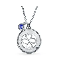 Bling Jewelry Ayllu Heart Infinity Clover Love Luck Unity Round Disc Pendant Necklace Sterling Silver