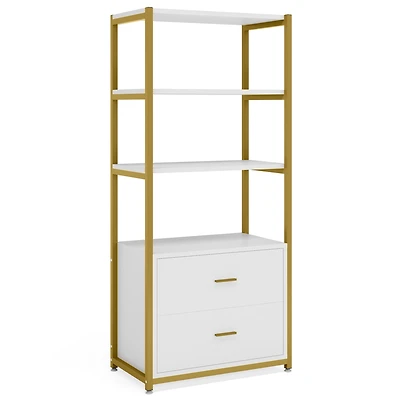 Tribesigns Storage Cabinet, 50" Black Accent Cabinet with 2 Doors and 4 Drawers, Classic Wood Sideboard Buffet Cabinet with Storage, Large Credenza fo