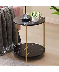Kings Brand Furniture Lily Side Round Table with Sleek Round Metal Tube