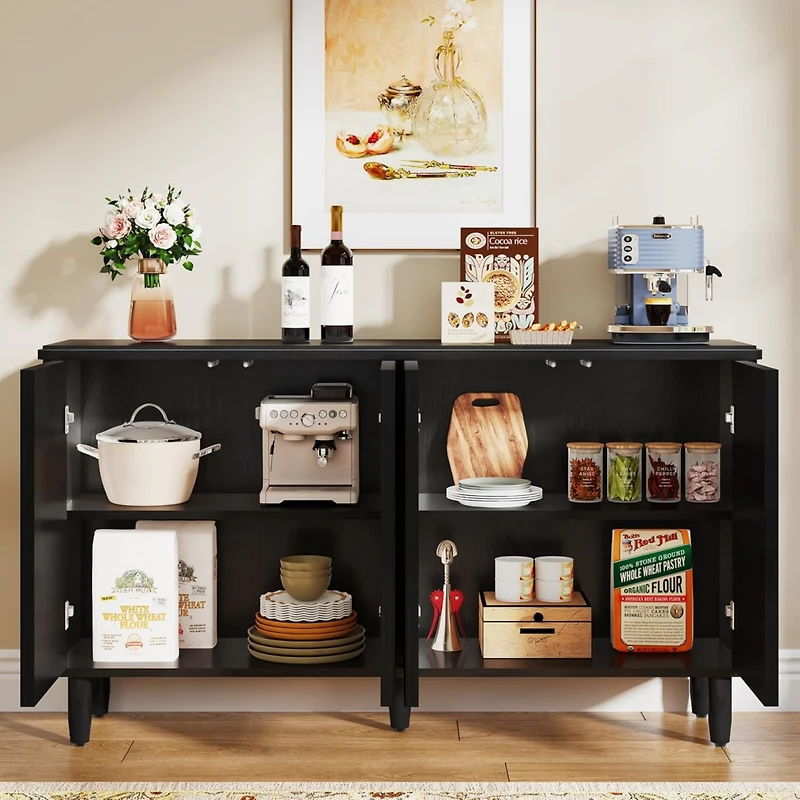 Tribesigns Sideboard Buffet Cabinet Set of 2, Modern Buffets Storage Cabinets with Adjustable Shelves, Wooden Credenza Accent Cabinet for Kitchen, Liv