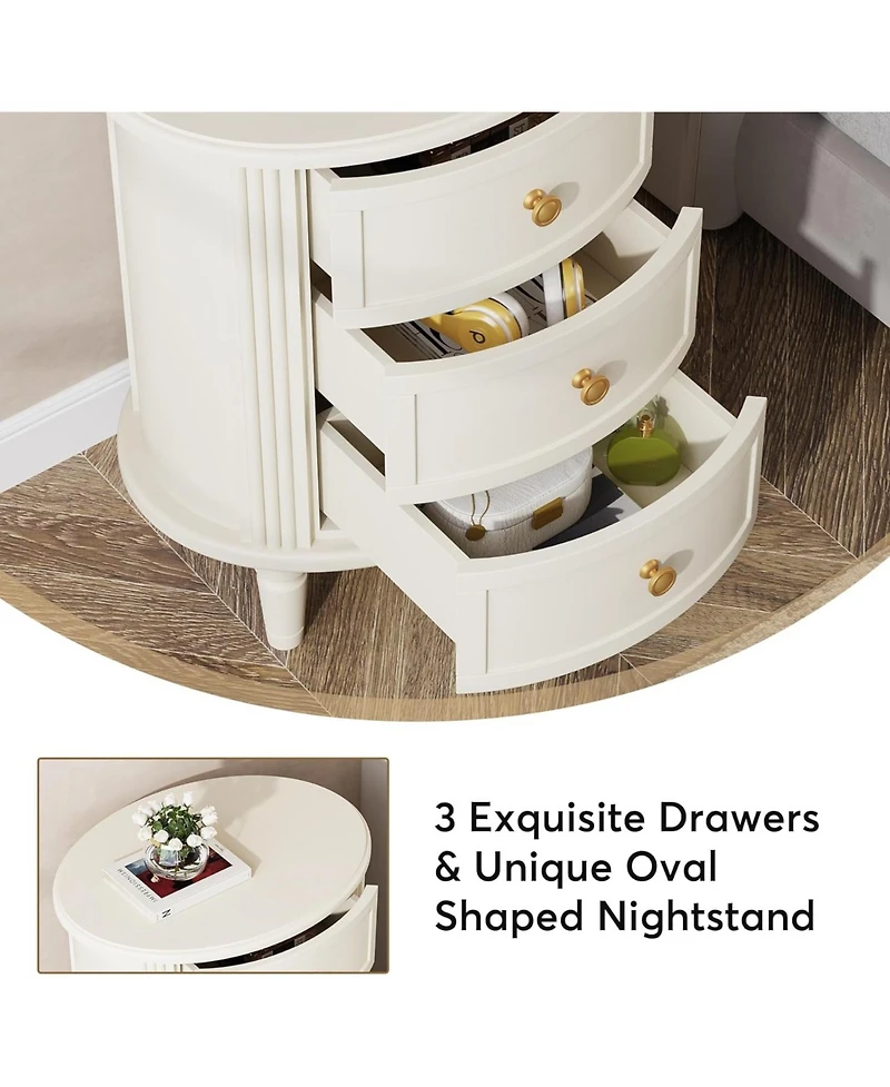 Tribesigns Nightstand with 3 Drawers, Vintage like Bed Side Table for Bedroom, No Assembly Required