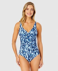 Anne Cole Women's Printed Draped Underwire One-Piece Swimsuit