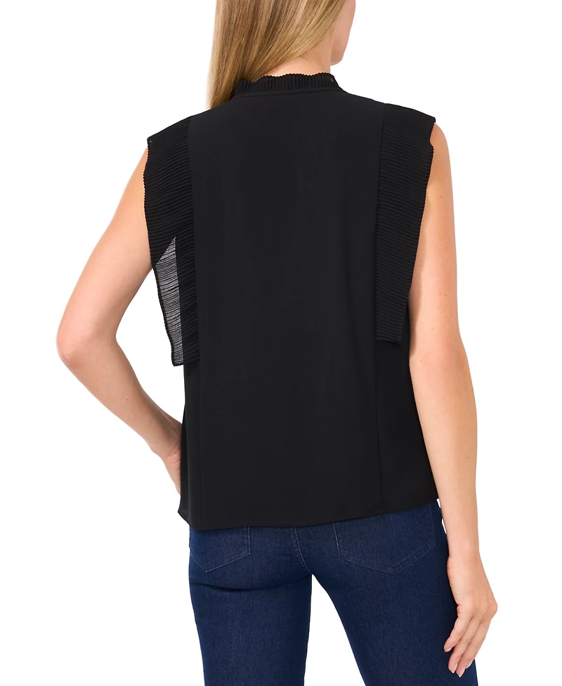 CeCe Women's Pleat-Detail Pintuck Cap-Sleeve Blouse