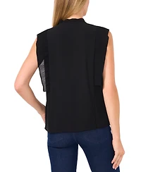 CeCe Women's Pleat-Detail Pintuck Cap-Sleeve Blouse