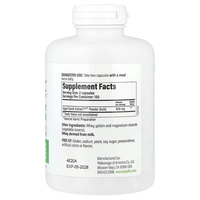 Kyolic Aged Garlic Extract Cardiovascular Health Original Formula 100