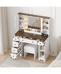 gaomon Makeup Vanity Desk, Vanity Table with Mirror and Lights, Dressing Table