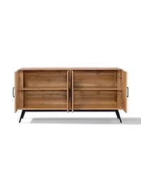 LuxenHome 4-Door with Soft Close 63-Inch Wide Sideboard Server Cabinet with Black Metal Legs