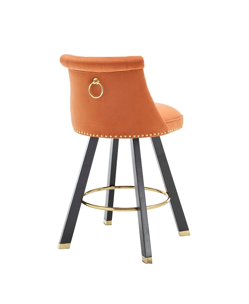 Set of 2 Velvet Swivel Bar Stools, 360° Rotation, Modern Kitchen Chairs-The Pop Home
