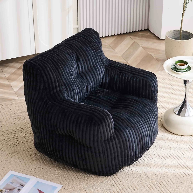 Soft Corduroy Bean Bag Chair with Memory Foam Filling for Living Room-The Pop Home