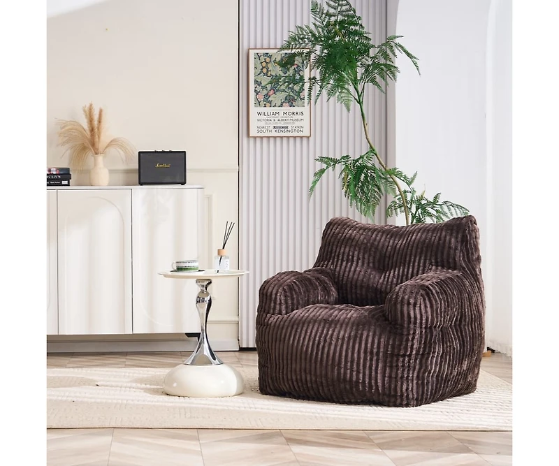 Soft Corduroy Bean Bag Chair with Memory Foam Filling for Living Room-The Pop Home