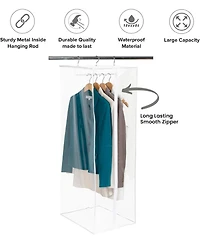 Florida Brands Garment Bag - Hanging Closet Organizer 54" - Zippered Cover with Rod