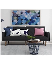Slickblue Mid-Century Modern Linen Upholstered Sofa Bed with Classic Wood Legs