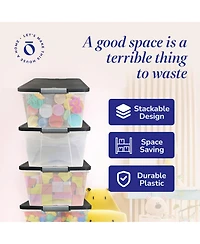 Homz 15 Qt Stackable Plastic Storage Container w/Snaplock Lid, Gray (4 Pack)