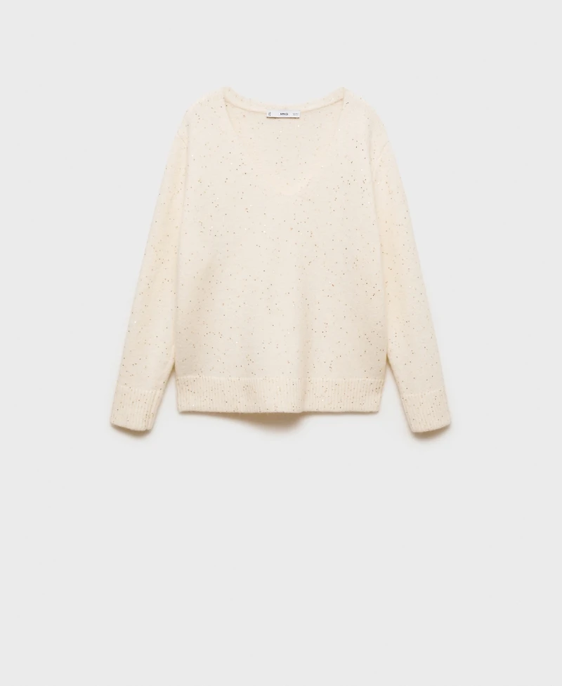 Mango Women's V-Neck Sequin Sweater