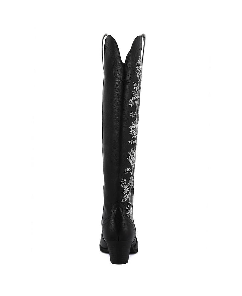 Sugar Women's Tall Tam Floral Western Pull On Boots