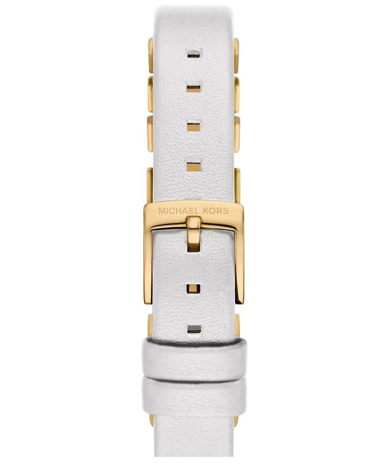 Michael Kors Women's Darrington Two-Hand White Leather Watch, 14mm