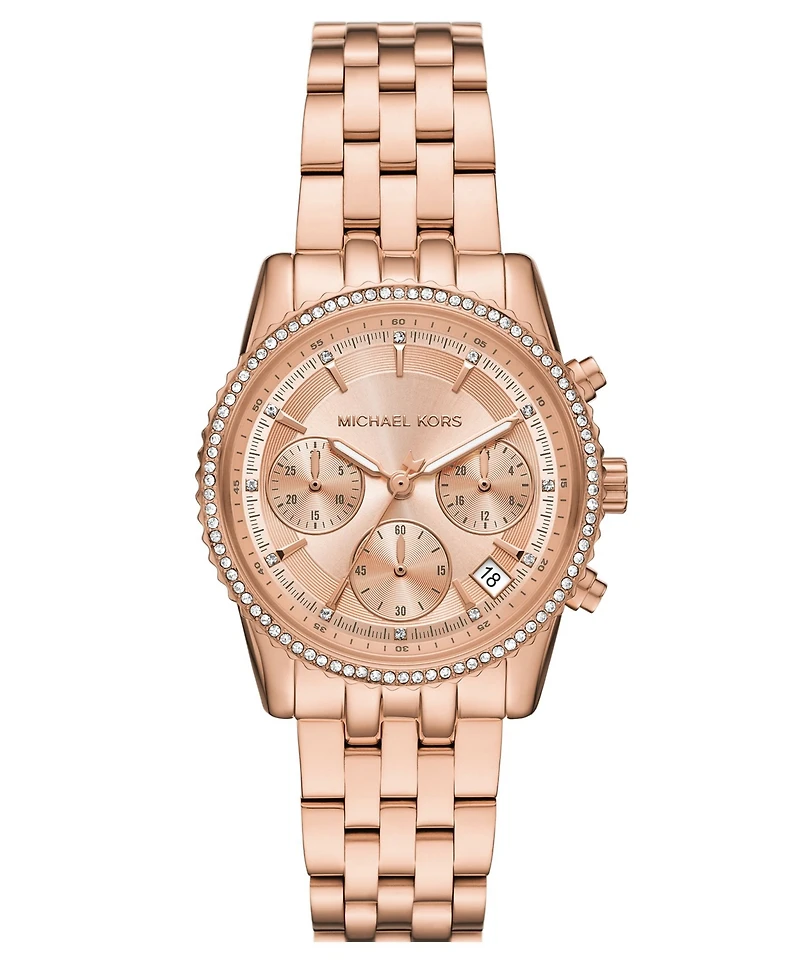 Michael Kors Women's Mini Bryant Chronograph Rose Gold-Tone Stainless Steel Watch, 35mm