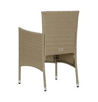 Patio Dining Chairs 2 pcs Poly Rattan Beige