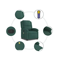 vidaXL Massage Recliner Chair Dark Green Velvet