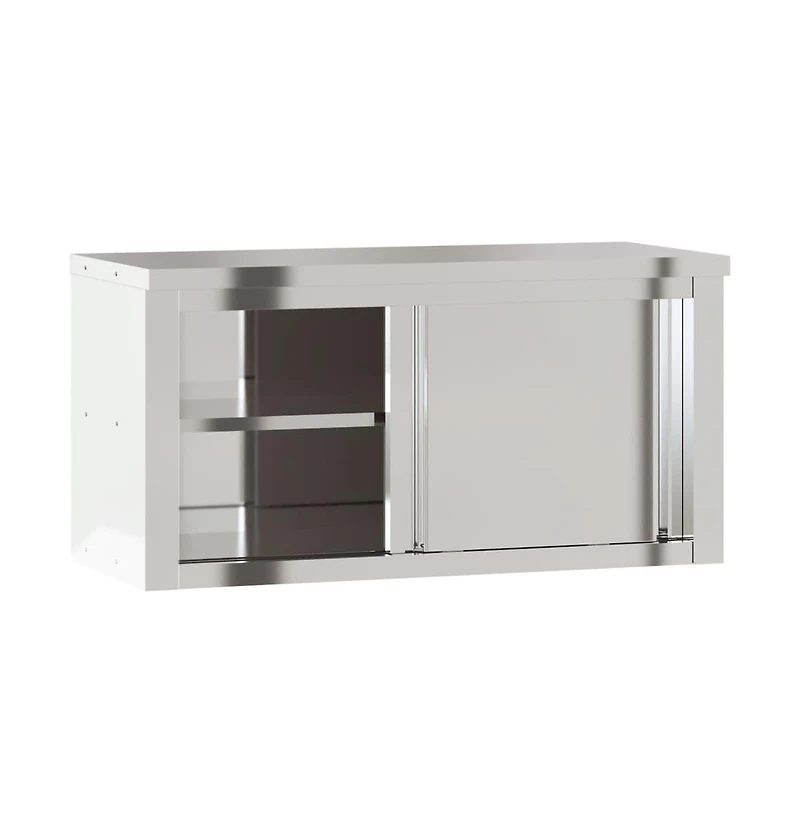 vidaXL Kitchen Wall Cabinet with Sliding Doors Stainless Steel