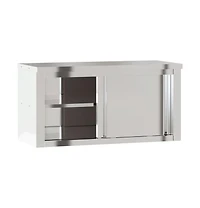 vidaXL Kitchen Wall Cabinet with Sliding Doors Stainless Steel