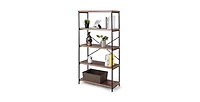 Slickblue Industrial Metal Wood 5-Tier Bookcase Storage Rack Book Shelf