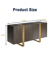 Modern Solid Wood Buffet Cabinet with Stainless Steel Legs