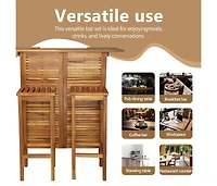 3 Piece Bar Table and Chair Set Solid Acacia Wood