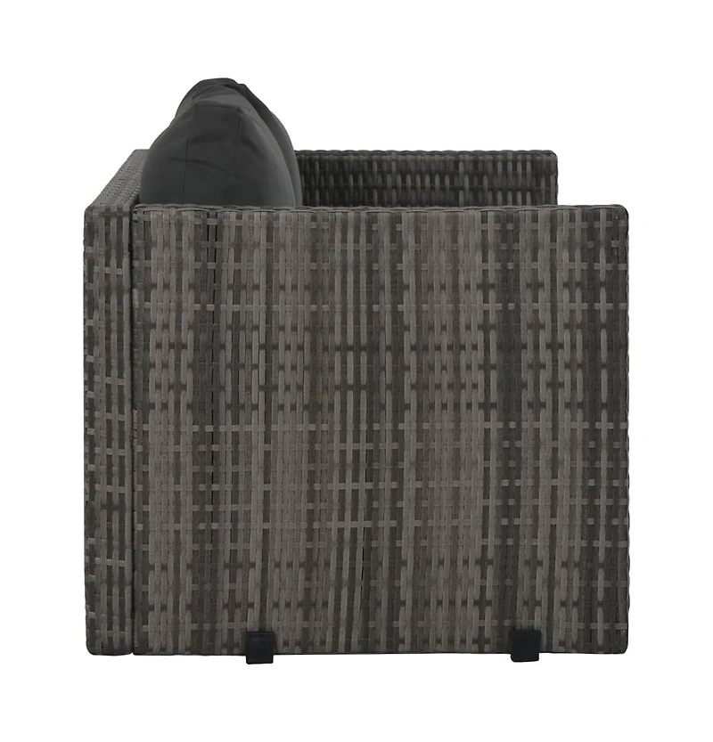 vidaXL 3 Piece Patio Dining Set with Cushions Poly Rattan Gray