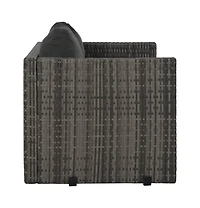 vidaXL 3 Piece Patio Dining Set with Cushions Poly Rattan Gray