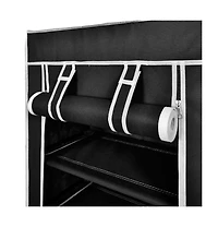 vidaXL Fabric Shoe Cabinet with Cover 23" x 11" x 42" Black