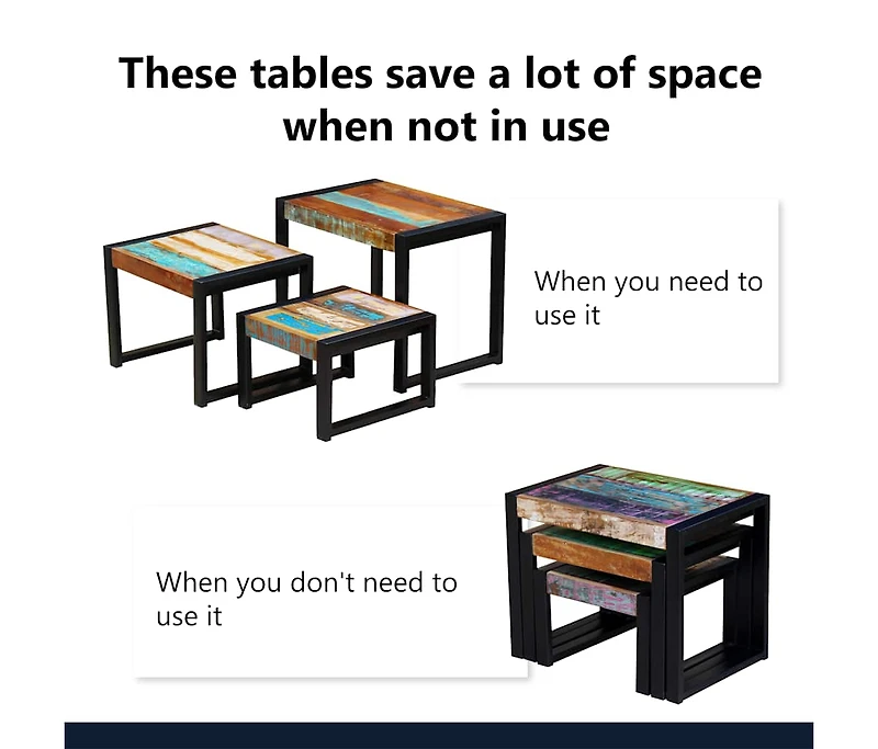 Three Piece Nesting Tables Solid Reclaimed Wood