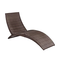 vidaXL Folding Sun Lounger with Cushion Poly Rattan Brown