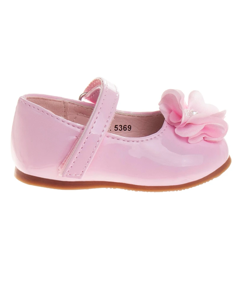 Josmo Infant Girls Hook and Loop Flowery Dress Shoes