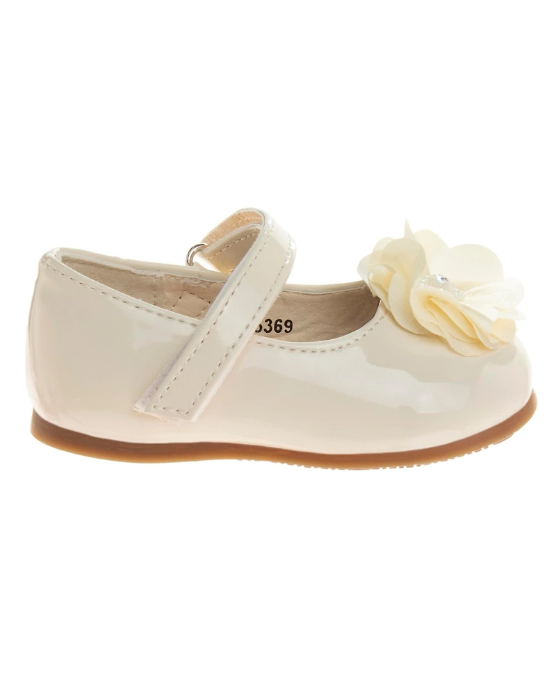 Josmo Infant Girls Hook and Loop Flowery Dress Shoes
