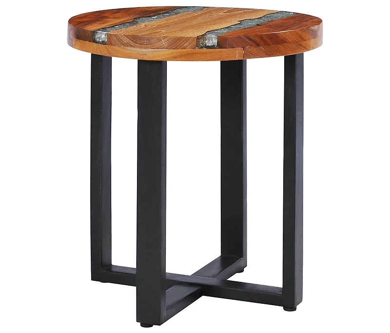 Coffee Table 15.7"x17.7" Solid Teak Wood and Polyresin