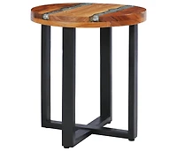 Coffee Table 15.7"x17.7" Solid Teak Wood and Polyresin